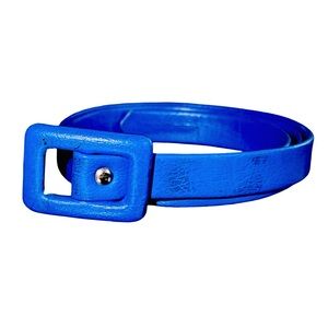 Source Unknown Blue Leather Slim Belt | Large |  31” x 0.5” | Fashion Belt